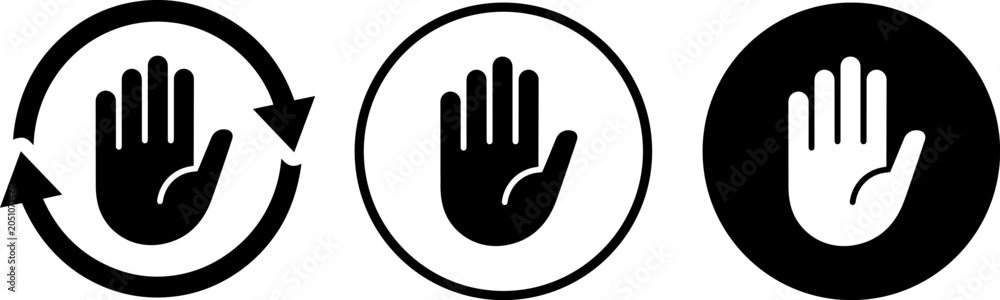 Fototapeta premium Hand stop sign icons set