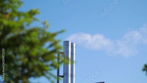 Emanating Fumes: Industrial Chimney Smoke Pollution in 4k slow motion 60fps