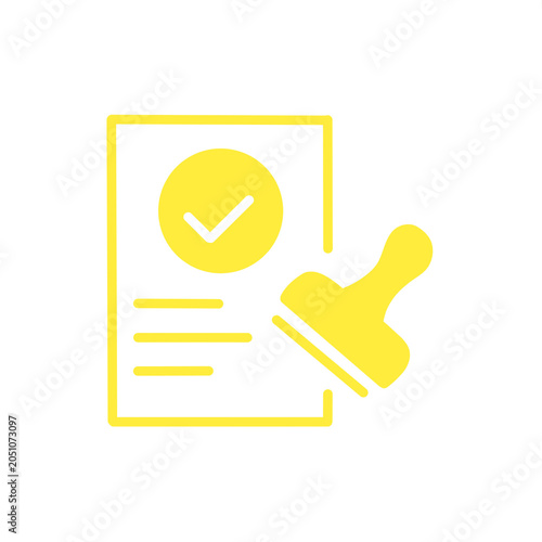 Approved Document with Rubber Stamp Flat Icon for Business