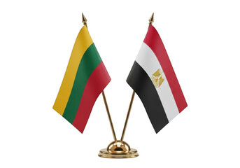 Table flags of lithuania and egypt isolated on transparent background