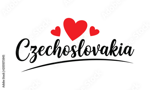 Canvas-taulu Vintage Czechoslovakia typography with red hearts illustration design