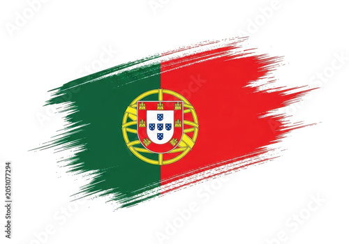 Brush stroke style flag of portugal isolated on transparent background