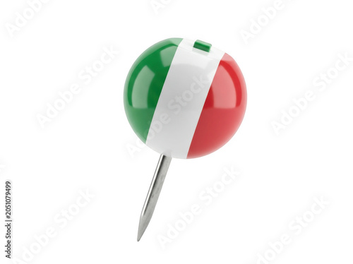 3d render of a pushpin with the italian flag design isolated on transparent background