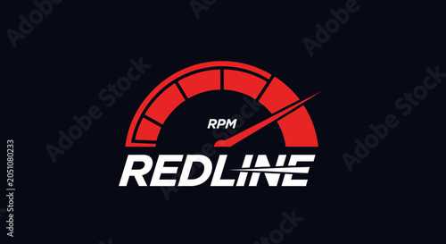 Fotografija Redline RPM Speedometer Logo Design for Automotive Enthusiasts.
