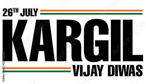 Cuadro en lienzo Kargil Vijay Diwas Text PNG with Tricolor Flag