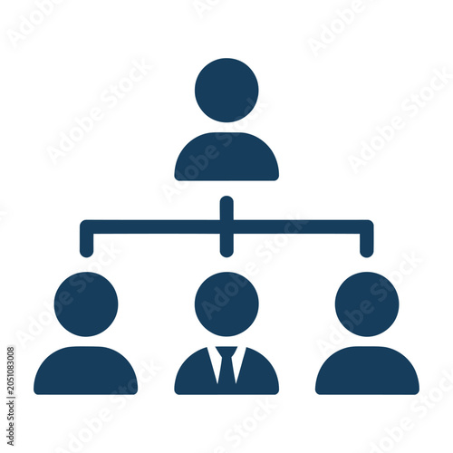 Vector ofn organizational hierarchy with one leader overseeing three subordinates in a clear structure