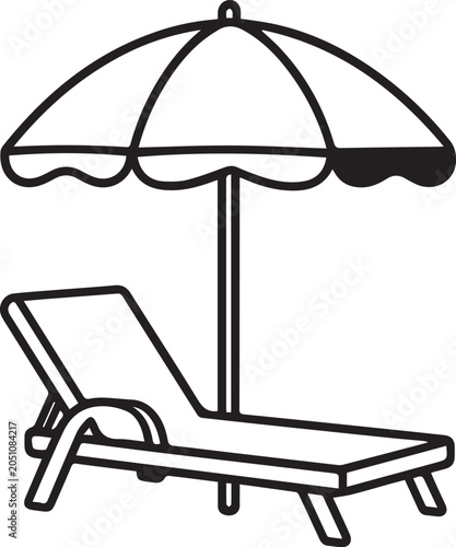Εκτύπωση καμβά A solitary lounge chair sits beneath a beach umbrella, evoking a sense of peaceful solitude and summer relaxation