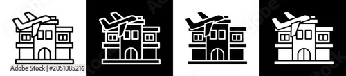 Photos Travel Agency Icon Black And White Vector Illustration.