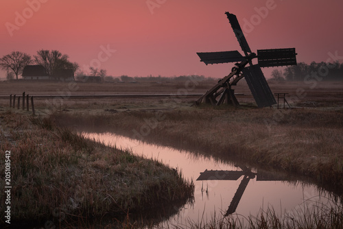dutch windmill in the morning