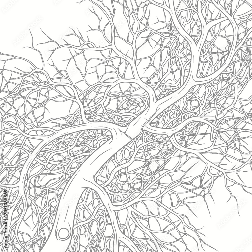 Obraz premium Intricate network of bare tree branches illustration for nature background