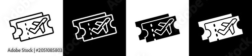 Fotografie Ticket Flight Icon Black And White Vector Illustration.