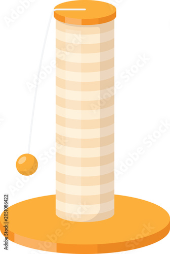 Cat Scratching Post Flat Illustration. Clean Icon Design Element Isolated on White Background