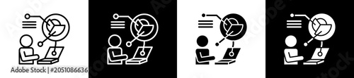 Φωτογραφία Monitoring Icon In Outline And Glyph Styles With Black And White Variations