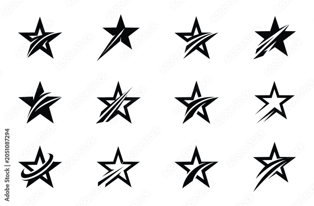 Obraz premium Shooting star logo vector set