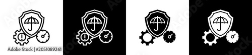 Fotografie Mitigation Icon In Outline And Glyph Styles With Black And White Variations