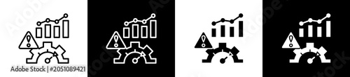 Tablou pe pânză Risk Icon In Outline And Glyph Styles With Black And White Variations