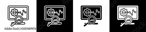 Foto Monitoring Icon In Outline And Glyph Styles With Black And White Variations