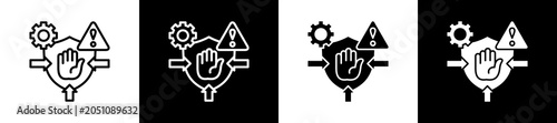 Картината върху платно Prevention Icon In Outline And Glyph Styles With Black And White Variations