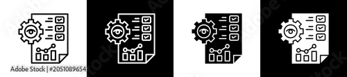 Foto Audit Icon In Outline And Glyph Styles With Black And White Variations
