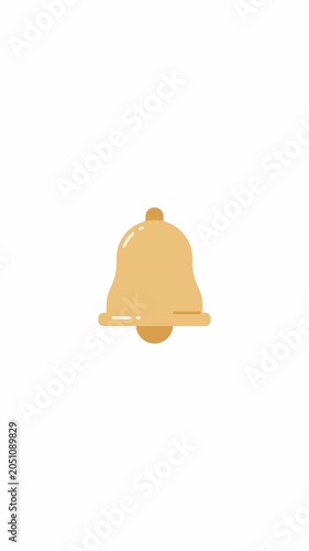Bell cartoon chime animation notification portrait video in alpha channel transparent background