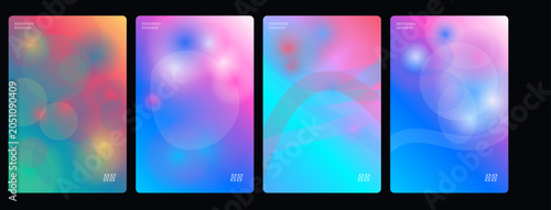 Konstfotografi Abstract colorful backgrounds, vibrant gradient textures, 4 panel designs, neon