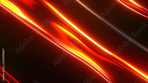 Futuristic minimalist abstract background, smooth fiery red and deep red gradient blend with black, dynamic diagonal glowing light waves, soft motion blur, volumetric light, high contrast cinematic gl