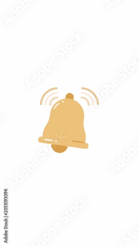 Bell cartoon loop animation notification portrait video in alpha channel transparent background