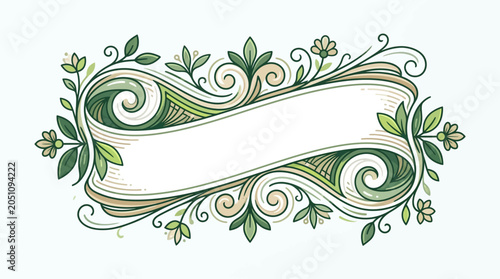 Ornate Green Leafy Swirling Frame Design.