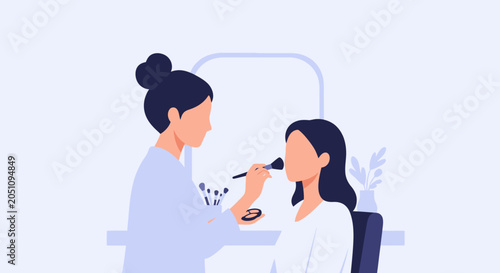 Illustration of beauty treatment application by professional in modern salon setting