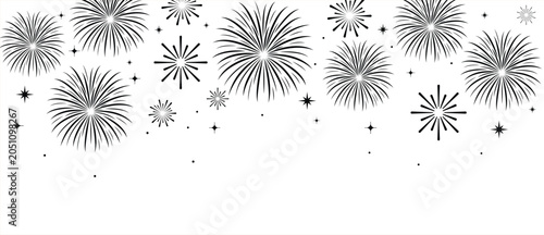 Foto black fireworks banner on a white background
