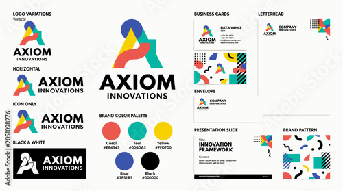 Colorful Abstract Letter A Logo Collection, Modern Geometric Brand Identity Set