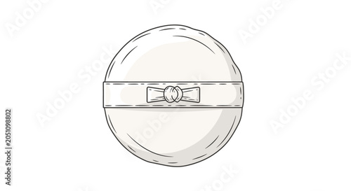 Minimalist sketch of a circular object with central horizontal band and detail