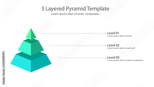 Three level 3d pyramid infographic template