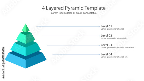 Four level 3d pyramid infographic template