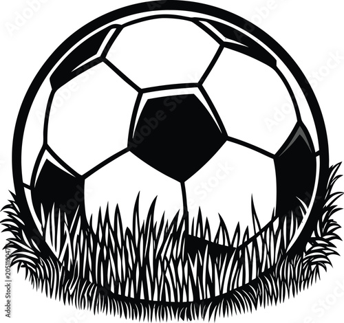 Black soccer ball icon, football logo, sports emblem, vector illustration