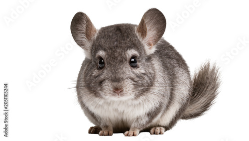 Fotografie Fluffy chinchilla rodent with large ears and grey fur