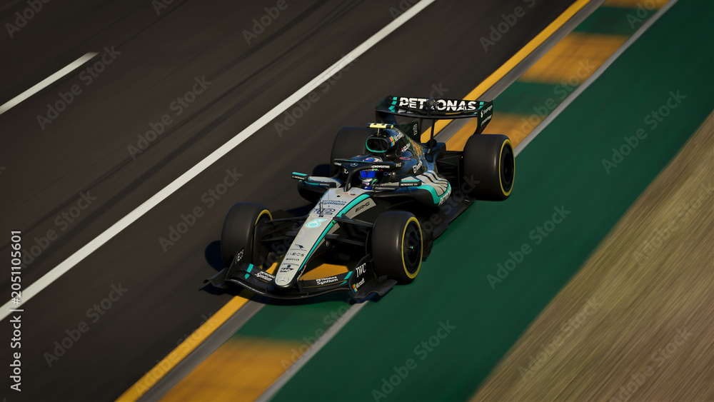 Naklejka premium Mercedes F1 2026 3D illustration, 8 jun, 2026, Sao Paulo, Brazil.
