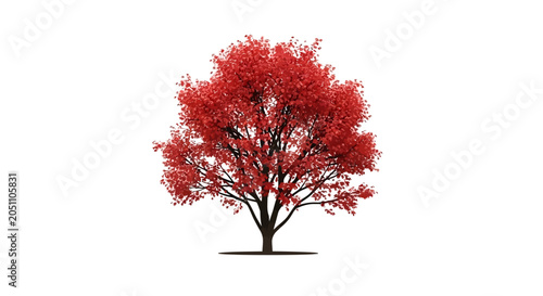 Konstfotografi Vibrant Red Tree with Foliage.