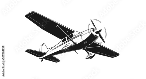 Foto Vintage Biplane Aircraft in Flight.