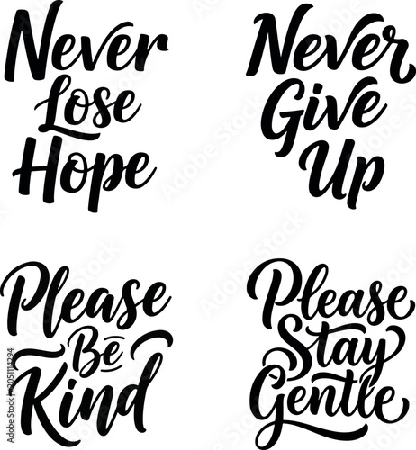 Tableau sur toile Inspirational quote collection hope perseverance kindness and gentleness