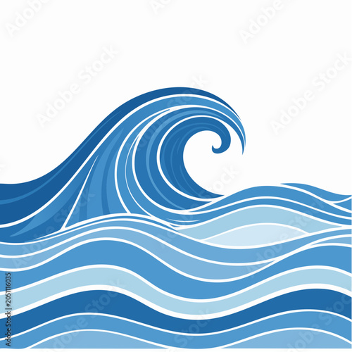 Stylized Blue Ocean Wave Illustration