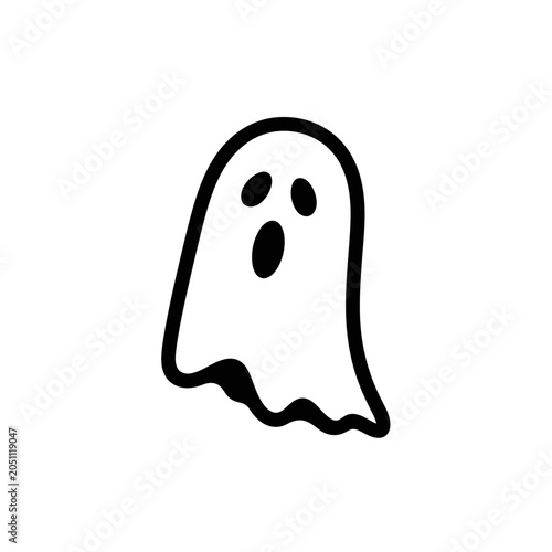 Simple cartoon ghost illustration with a surprised expression