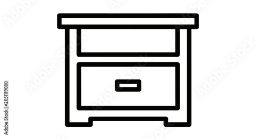 Simple line drawing of a wooden nightstand with single drawer and flat top surface