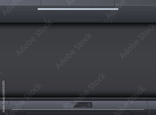 Futuristic sci fi interior background dark grey metallic tech interface frame industrial mechanical elements