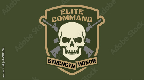 Photography Elite Command logo with skull and guns.