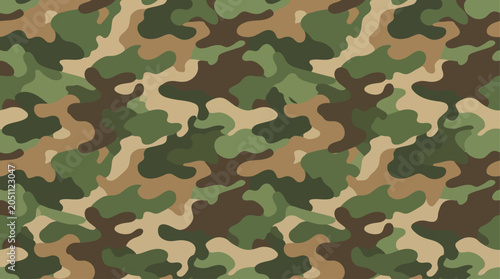 Camouflage pattern with green and brown colors.