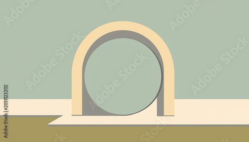 Minimal Sage Circle Portal Composition with Modern Copy Space