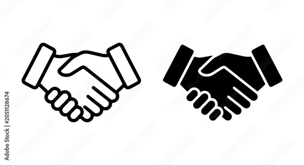 Obraz premium Handshake Icon Set, Agreement Symbol, Partnership Vector Graphics, Business Deal Concept