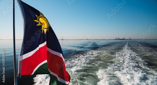 Enjoying a calm boat ride in Walvis Bay Namibia under clear blue skies