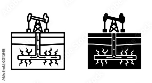 Fotografie Oil Pumpjack Extraction, Energy Industry Icons, Fossil Fuel Production, Resource